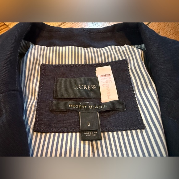 J Crew Solid Navy Blue 100% Linen Regent Blazer Suit Jacket Women’s Size 2 - Picture 10 of 16